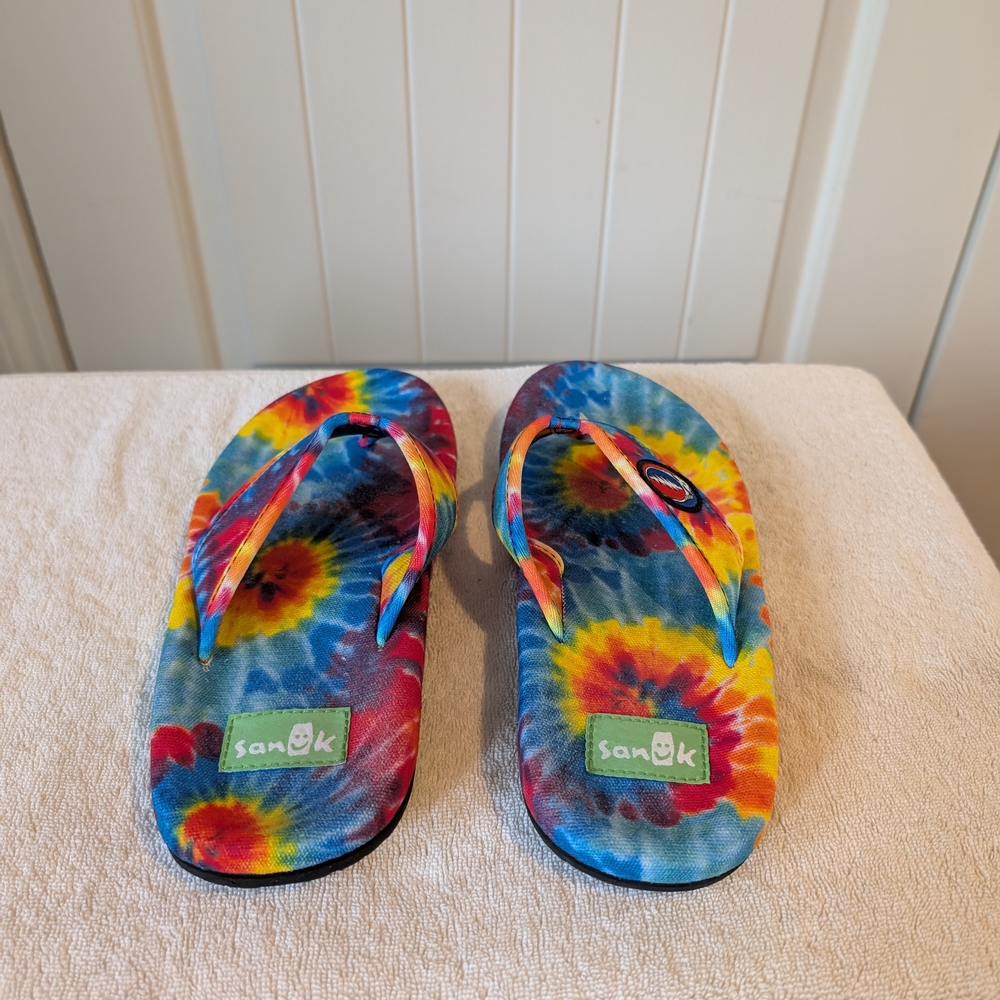 Sanuk X Grateful Dead Furreal Classic Flip Flops - Picture 3 of 5